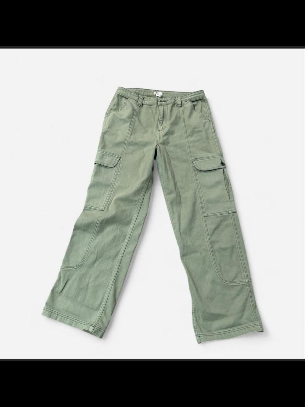 Billabong Sage Green Wide-Leg‎ Cargo Trousers 100% Cotton size L- waist 31”